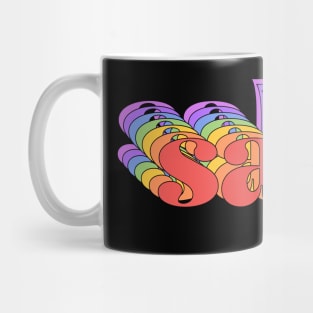 Meme: salty (bright rainbow retro letters) Mug